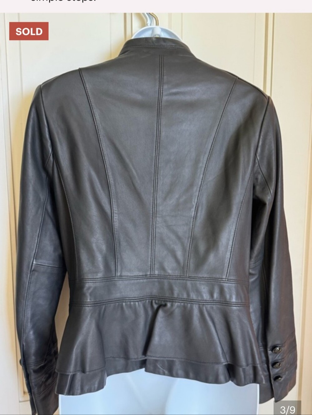 WHBM Ruffled Leather Jacket Blazer